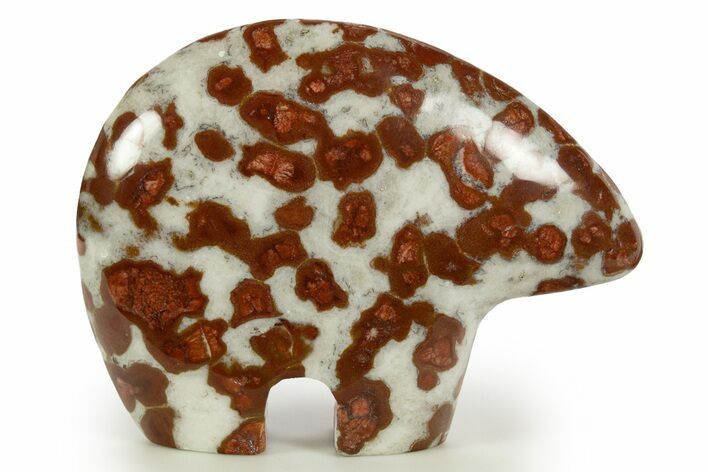 Polished Red Flower Marble Zuni Bear - India #344807